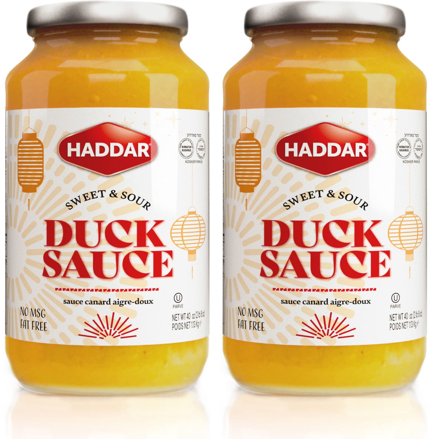 Haddar Sweet & Sour Duck Sauce, 40oz (2 Pack) Rich Tangy Texture, No MSG, Fat Free | Made From Apricots and/or Peaches | Perfect