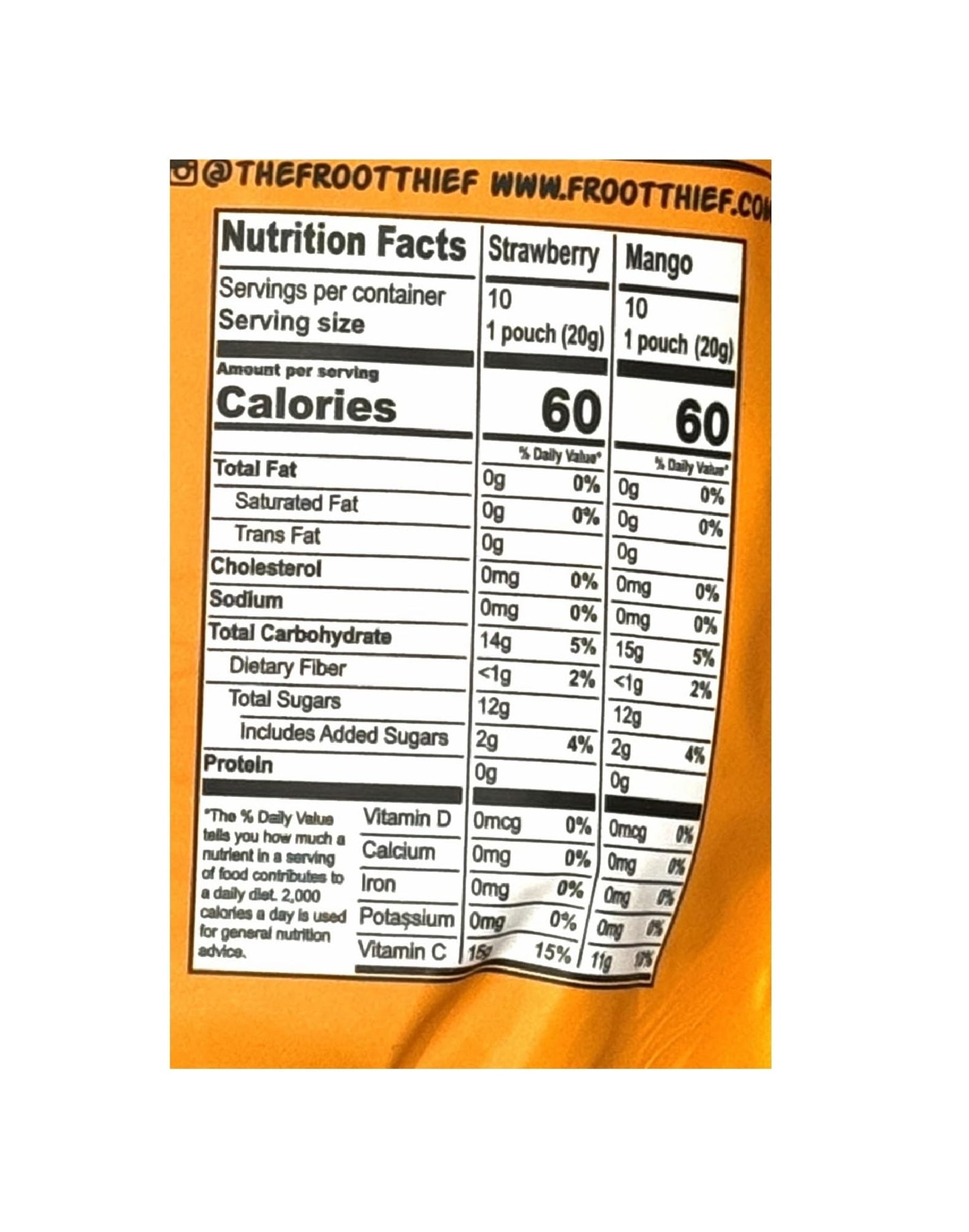 Foot Thief Real Fruit Whips Vegan Big Variety Pack Gluten Free 10 Bags Of Strawberry 10 Bags Of Mango No Preservatives (Total 20