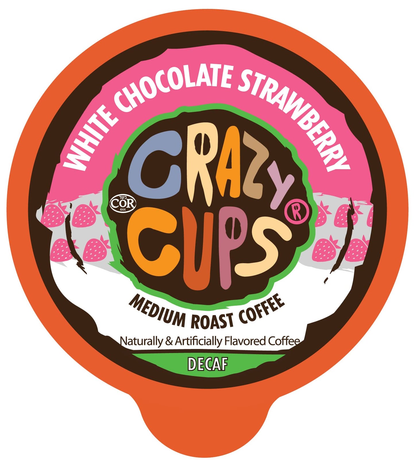 Crazy Cups Decaf Flavored Coffee Pods, White Chocolate Strawberry, Medium Roast, 22 Count, Single Serve for Keurig K-Cup Machines