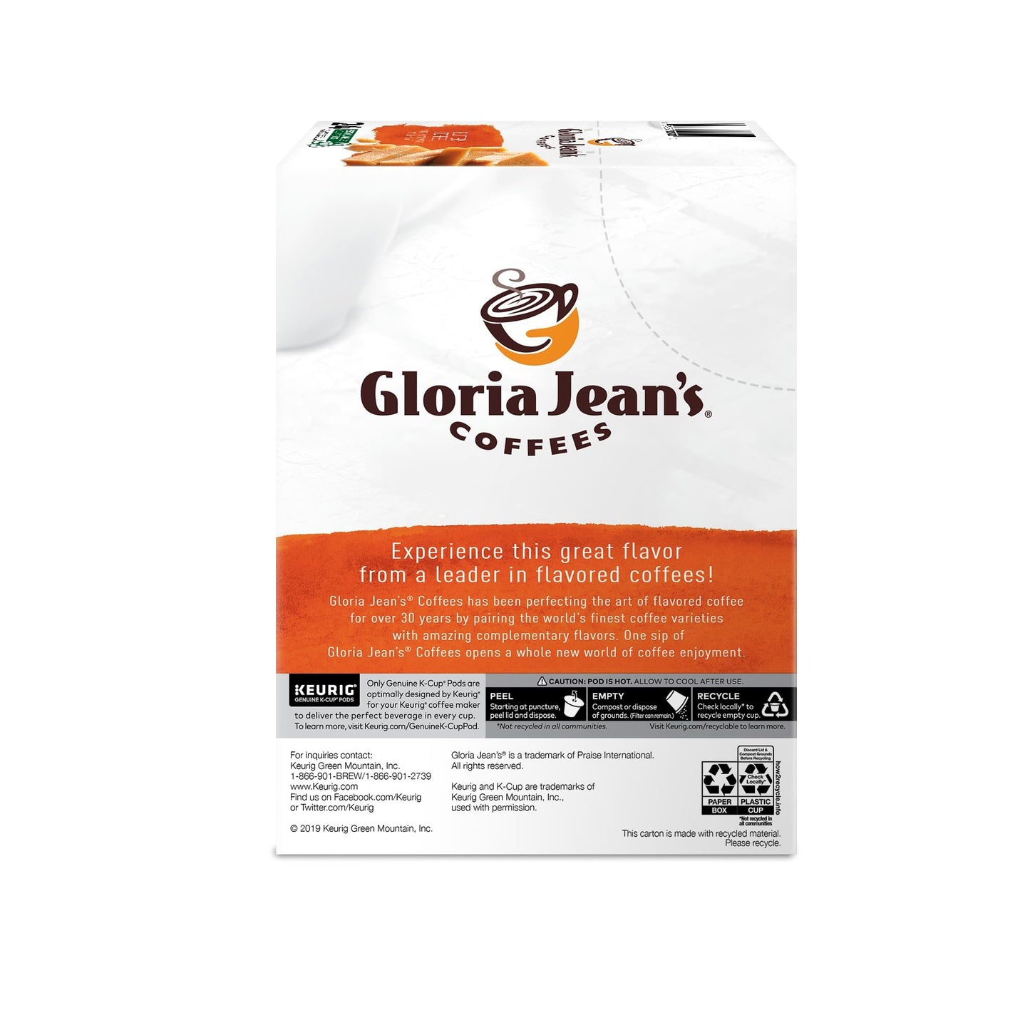 Gloria Jeans Butter Toffee Keurig Single-Serve K-Cup Pods, Medium Roast, 24 Pods Per Pack, Case Of 4 Packs