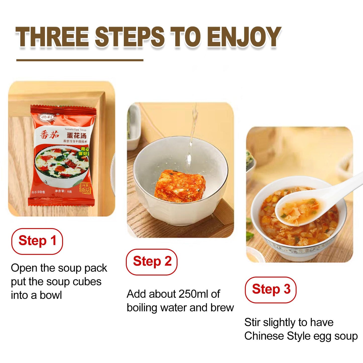 Egg Flower Soup Mix, Vegetable Mix Soup with 4 Flavors (Laver, Spinach, Mushroom, Tomato), 0.3 Ounce (20 Pack)
