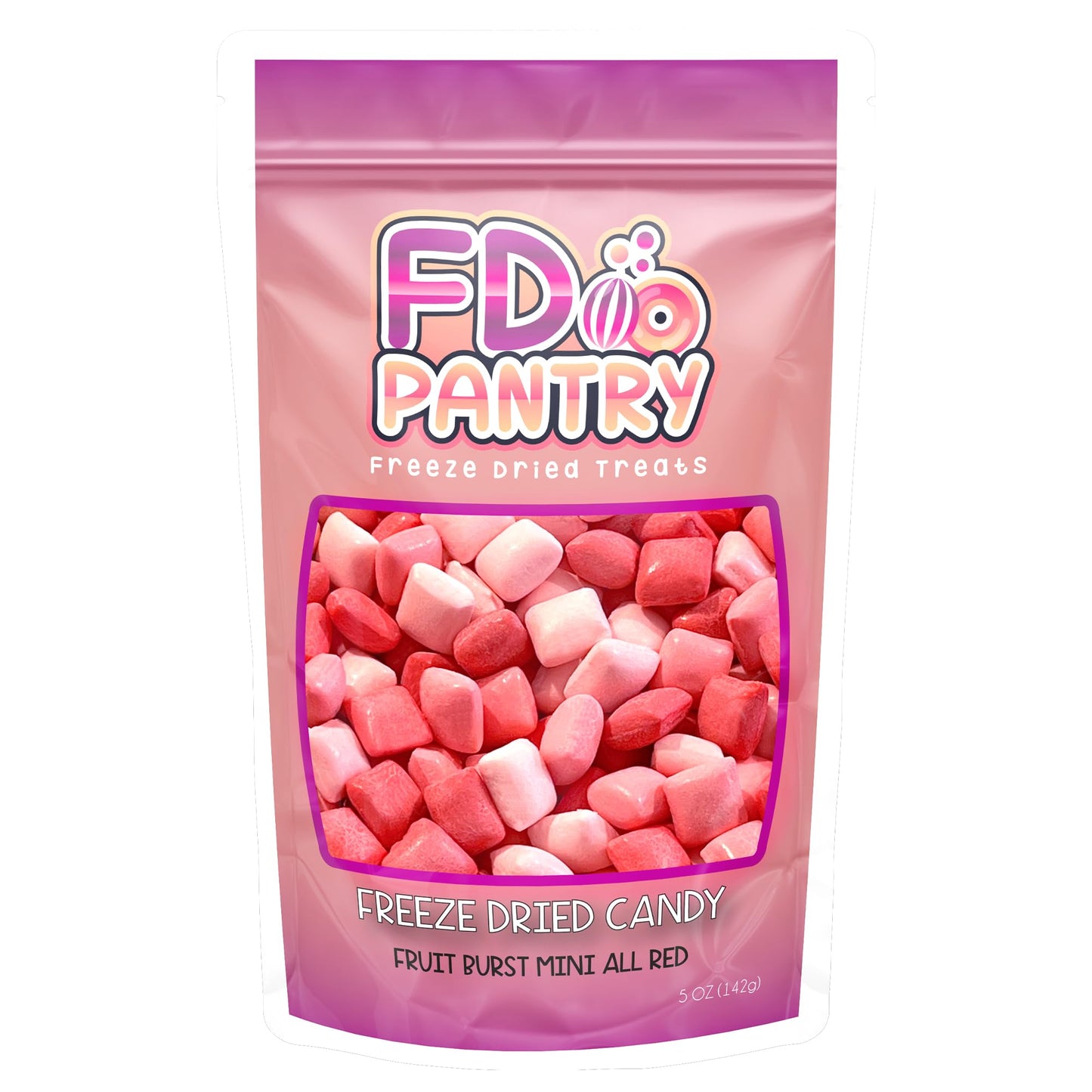 Freeze Dried Fruit Bursts Candy - Mini All Reds L Hard Candy Mix 5Oz Treat Snack Gift Bag Strawberry, Fruit Punch, Watermelon, C