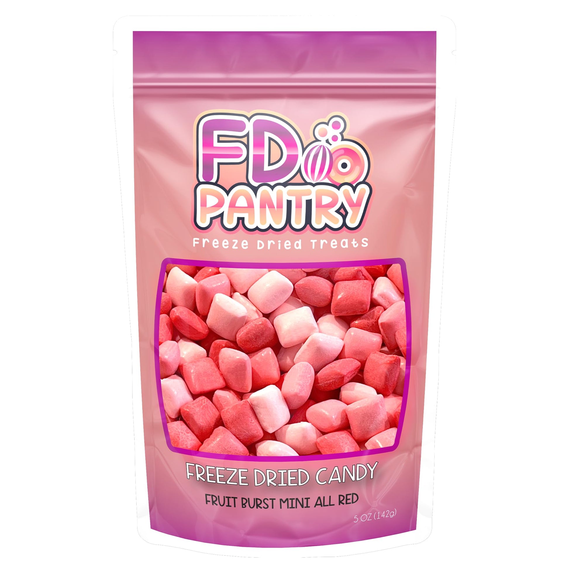 Freeze Dried Fruit Bursts Candy - Mini All Reds L Hard Candy Mix 5Oz Treat Snack Gift Bag Strawberry, Fruit Punch, Watermelon, C