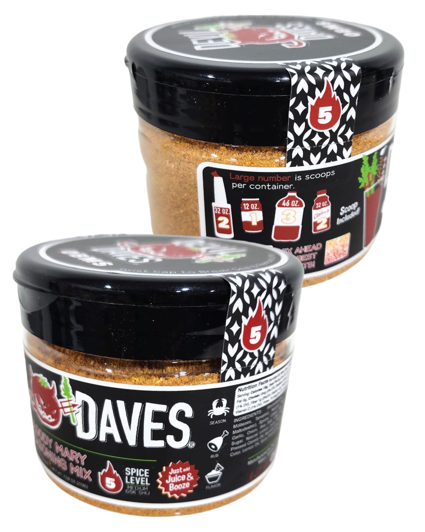 Devil Daves Dry Bloody Mary Seasoning, Medium, 7.5 Oz Tub, Scoop Included