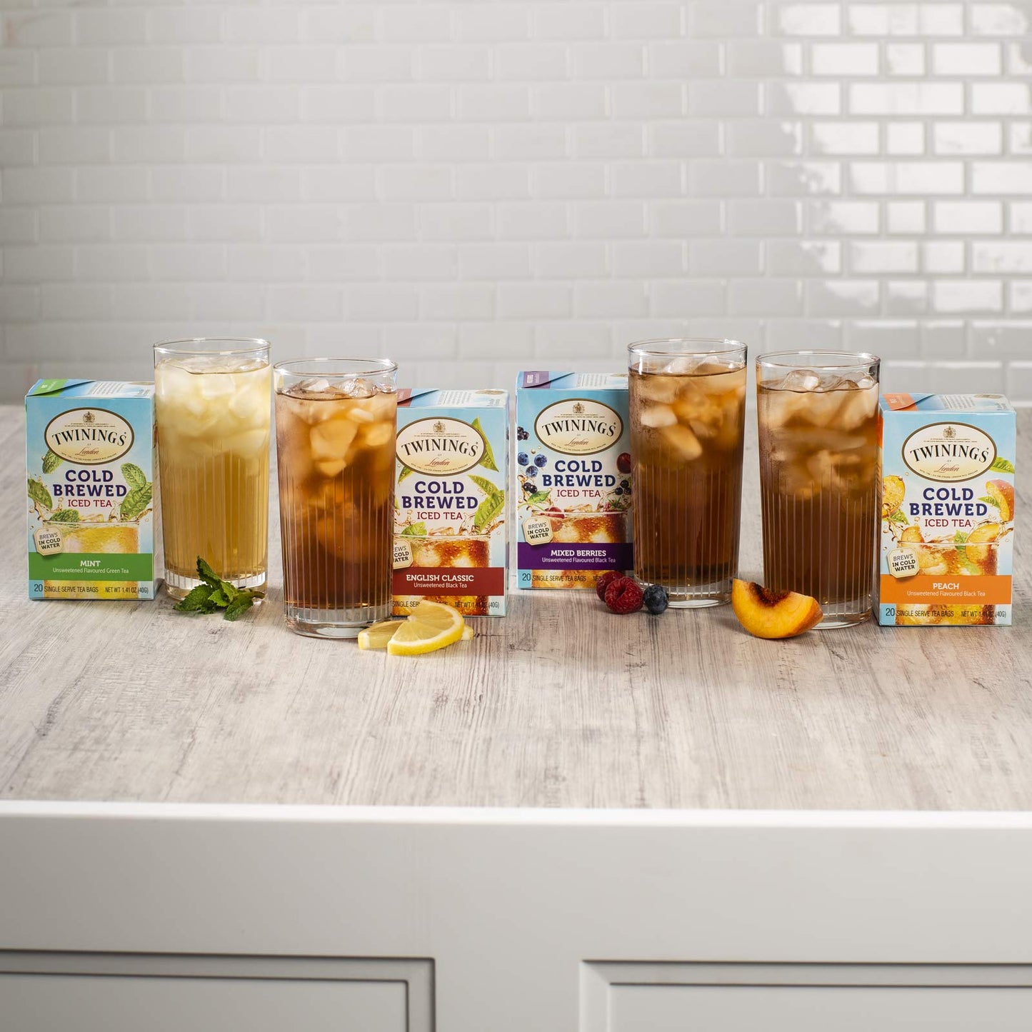 Twinings Peach Cold Brew Iced Tea Bags, 20 Count (Pack of 6), Unsweetened Flavoured Black Tea, Caffeinated, 120 Teabags