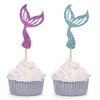 Set Of 24 Glitter Purple/Blue Mermaid Tail Cupcake Toppers Kids Theme Party Decor - By Giuffi