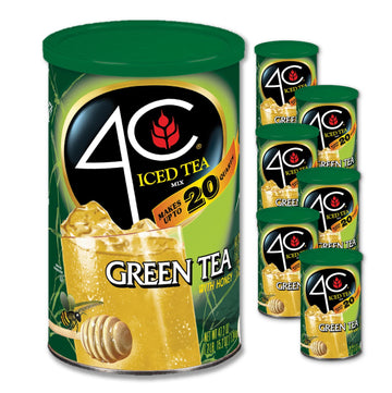 4C Powdered Drink Mix Cannisters, Green Tea, 20 Quarts, Family Sized Cannister, Thirst Quenching & Refreshing Flavors (Green Tea, 47.2 Ounce (Pack Of 5))