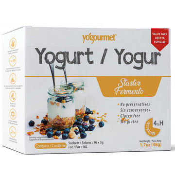 Yogourmet Yogurt Starter Culture - All Natural, Gluten Free, Kosher, Halal - 16 Pack (3 g Sachets) - 2.8 Ounce Total