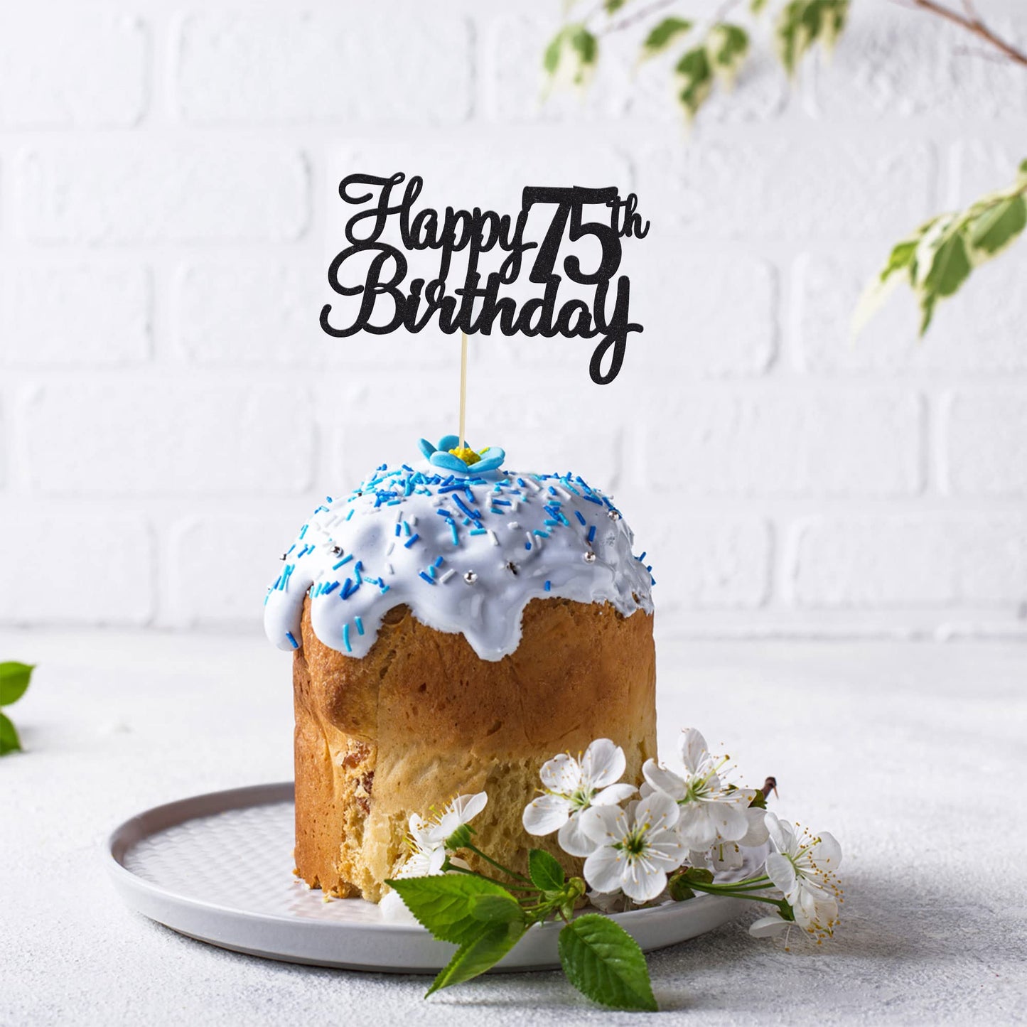 Gyufise 1Pc Happy 75Th Birthday Cake Topper Glitter 75Th Birthday Cake Pick Cheers To 75 Years Old 75 Fabulous Cake Decorations