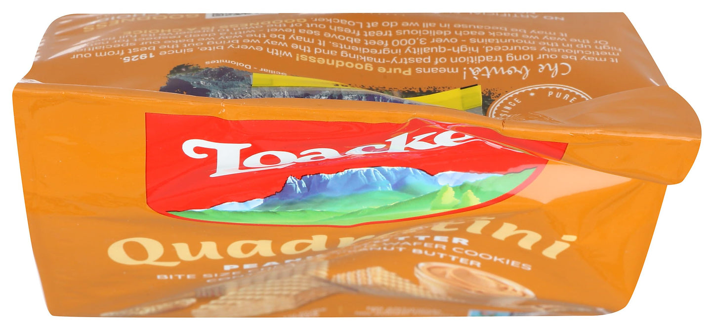 Loacker Quadratini Peanut Butter bite-size Wafer Cookies - 30% Less Sugar - Premium Crispy Wafers with Peanut Butter cream filli