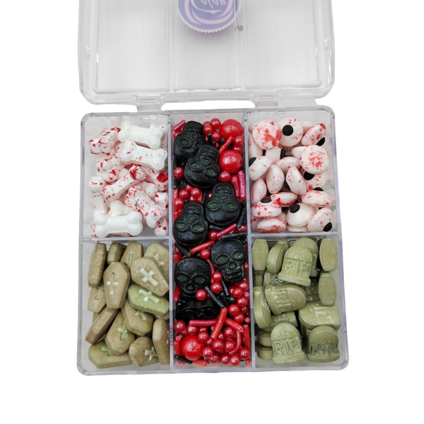 Homankit Halloween Sprinkles for Cake Decorating Edible Eyes Red Black Sprinkles Dog Bones Tombstone Skull Sprinkle Mix Cake Cup