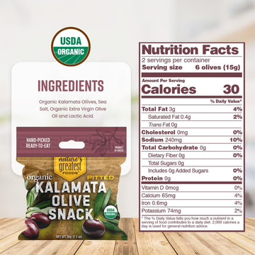 Organic Kalamata Pitted Olive Snack By Nature’S Greatest Foods – 1.1 Oz – Ready To Eat, Freshly Seasoned, Low Calorie & Nutritious, Gluten Free, Kosher, Product Of Greece (Pack Of 24)
