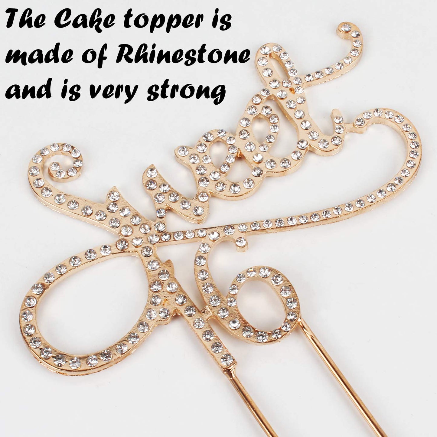 Sweet 16 Cake Topper For 16 Years Birthday Or 16Th Wedding Anniversary Crystal Rhinestone Party Decoration Silver (Gold)