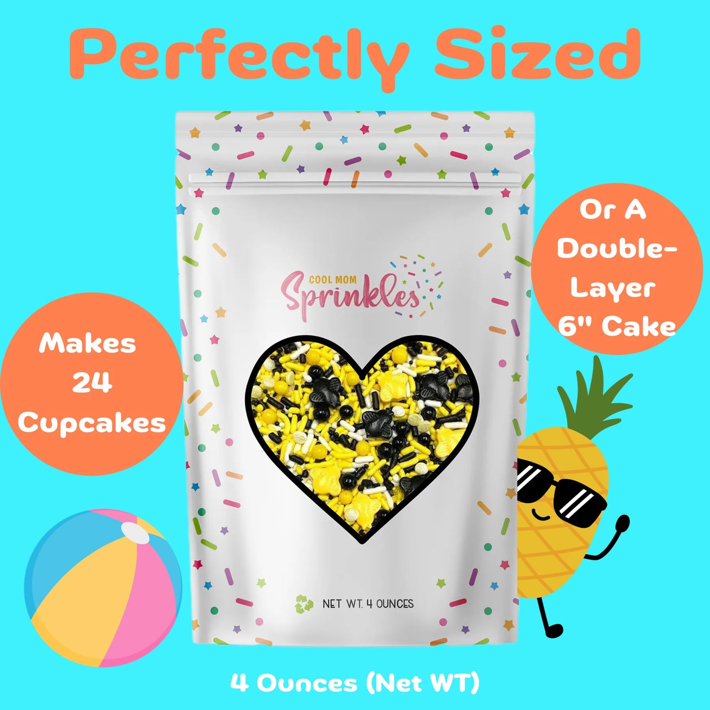 Cool Mom Sprinkles Bumble Bee Sprinkles (4 Oz.) - Summer Themed Birthday Sprinkles For Decorating Cakes, Cupcakes, Cookies & Des