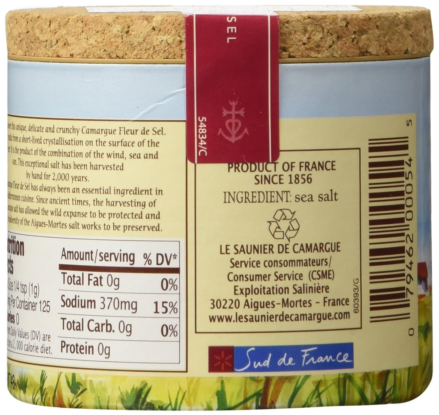 Le Saunier De Camargue Fleur De Sel Sea Salt, 4.4 Ounce Canisters (5 PACK)