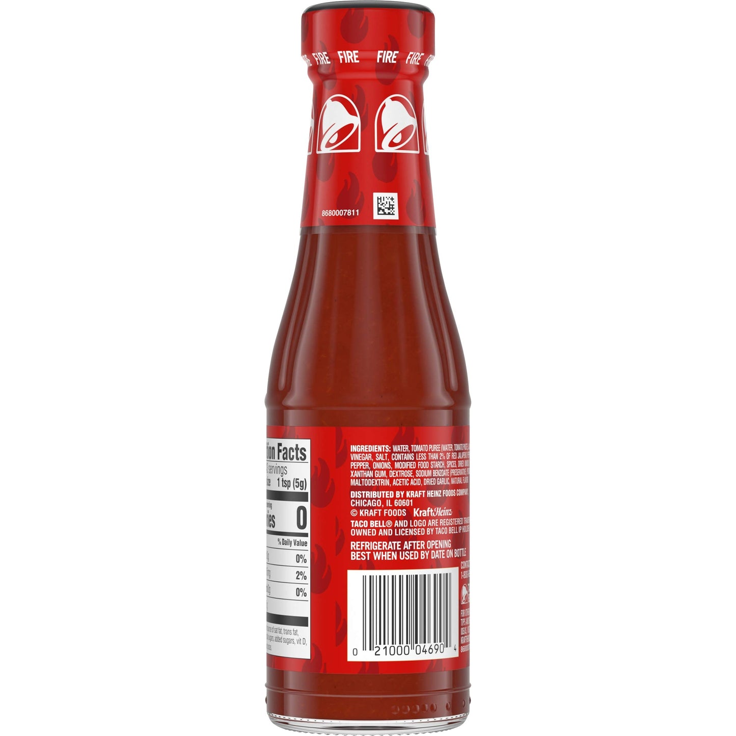 Taco Bell Fire Sauce Glass Bottle, 7.5 OZ 3-pack