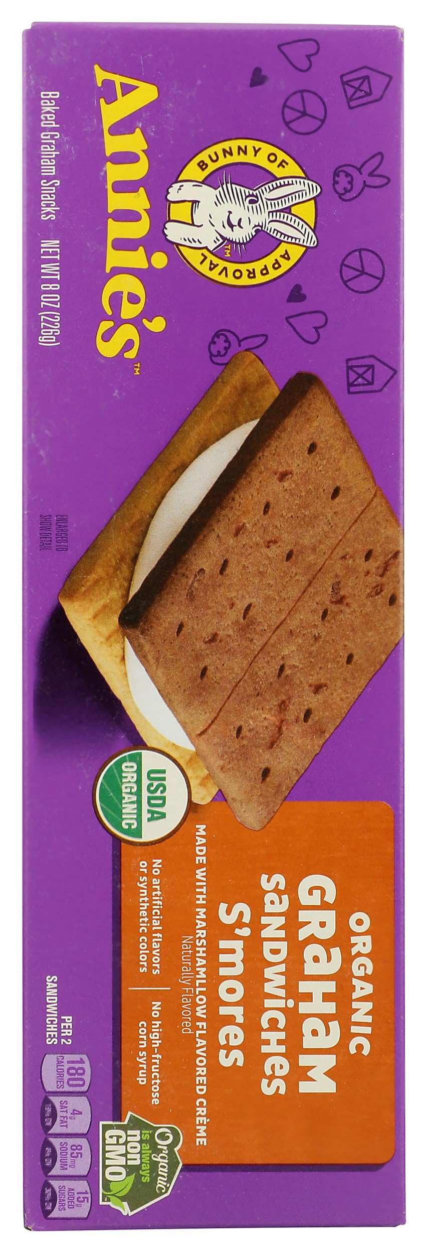 AnnieS Organic Graham Sandwich Cookies, SMores, 12 Count, 8 Oz