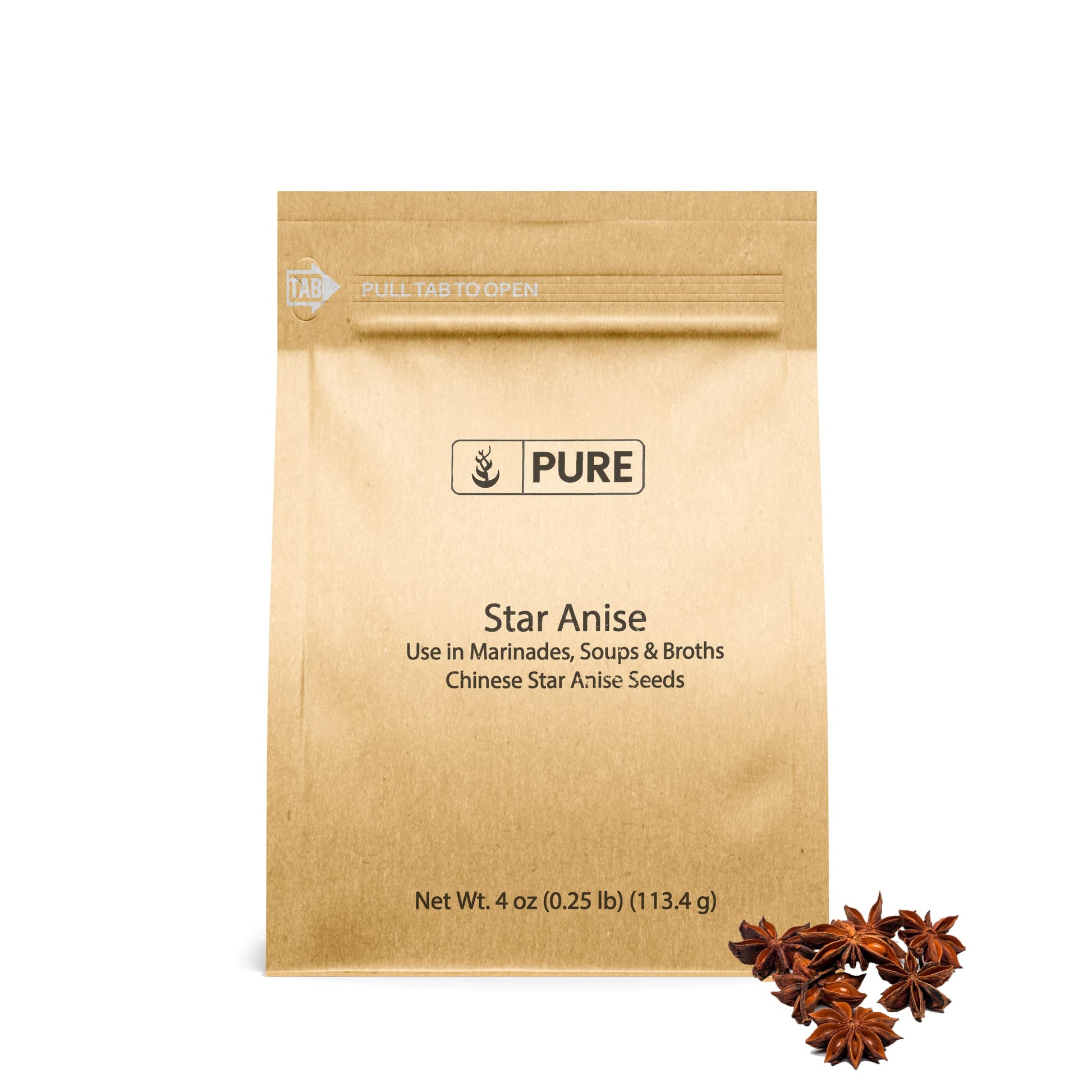 Pure Original Ingredients Star Anise (4 oz) Teas & Baking, Chinese Star Anise, Licorice-Like Flavor