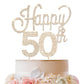 Lingteer Happy 50Th Birthday Gold Rhinestone Cake Topper - Cheers To 50Th Birthday Fifty Years Old Anniversary Party Cake Center