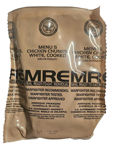 EPIDEMIC PROOF Genuine USGI MRE Meal Ready to Eat, Chicken Chunks, 1.5 lbs, New Packaging, Inspection Date 01/2026 or Newer