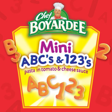 Chef Boyardee Mini ABC s and 123 s Pasta, Canned Food, 15 Ounce (Pack of 12)
