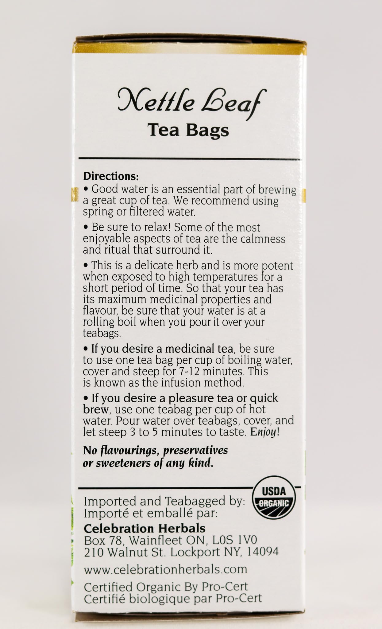 Celebration Herbals Organic Nettle Leaf Tea, Caffeine Free, 24 Herbal Tea Bags, 24 Count