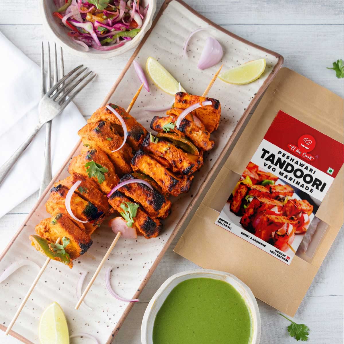 El The Cook Veg Tandoori Paste For Kebab | Ready To Cook Masala - Just Marinate & Cook Restaurant Style Tandoori Paneer Tikka, M