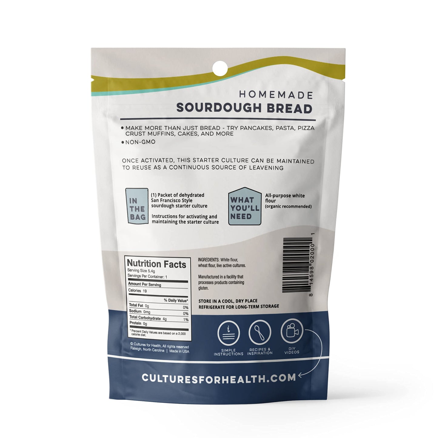 Cultures For Health Sourdough Starter Culture | Heirloom, Non-GMO | 0.19 Ounce Pack | Easy Recipe