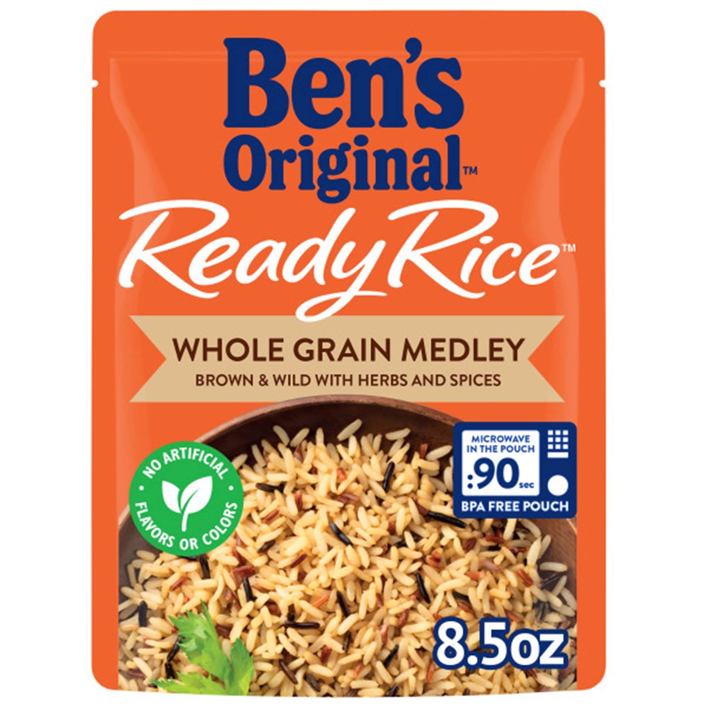 Ben'S Original Ready Rice Whole Grain Medley Flavored Rice, Easy Dinner Side, 8.5 Oz Pouch (Pack Of 12)