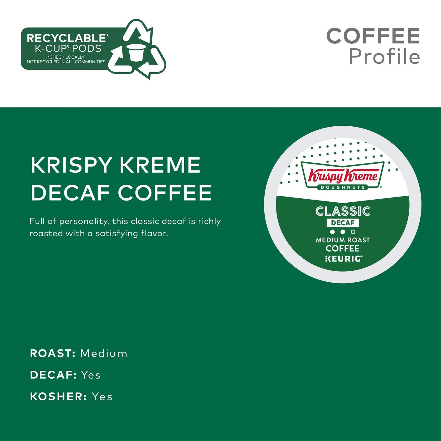 Krispy Kreme Classic Decaf Coffee, Keurig Single Serve K-Cup Pods, 96 Count (4 Packs Of 24)