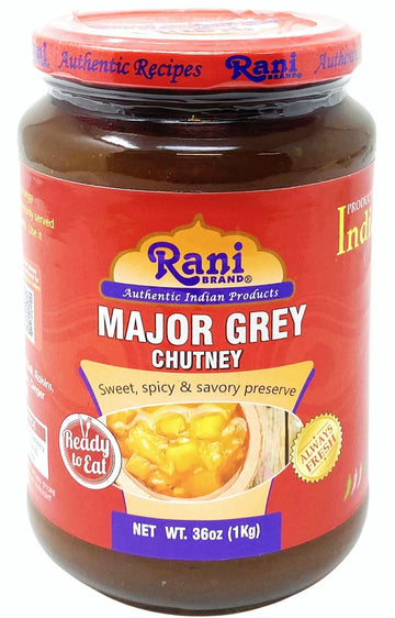 Rani Major Grey Mango Chutney (Indian Preserve) 36oz (2.2lbs) 1kg Value Pack, Glass Jar, Ready to eat, Vegan ~ Gluten Free, All 