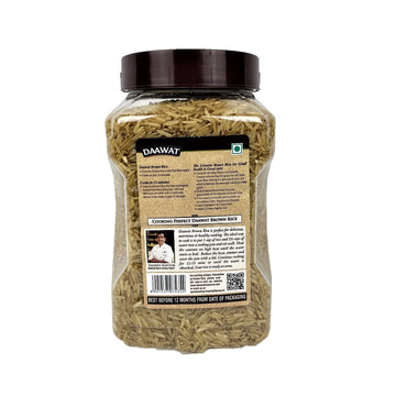 Daawat Brown, Cooks In 15-Minute, Full Bran Intact, Fibre-Rich Basmati Rice Jar, 1 Kg