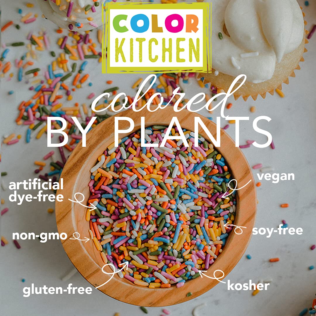 Color Kitchen Rainbow Sprinkles Natural Ingredients Baking Cake Decorations, Ice Cream, Cookie, Artificial Dye-free, Plant-Based