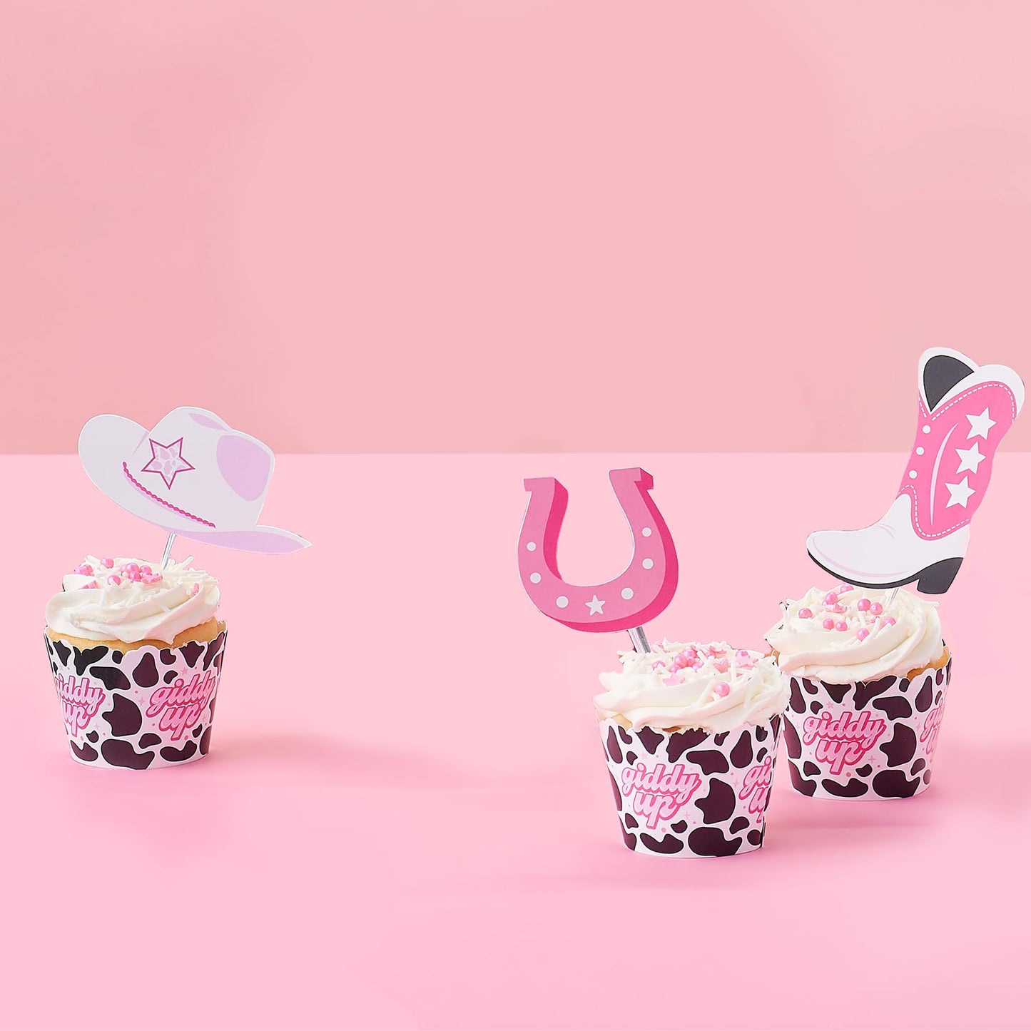 Big Dot of Happiness Cupcake Decoration Kit, Pink Western, Set of 24, Rodeo Cowgirl, Paper