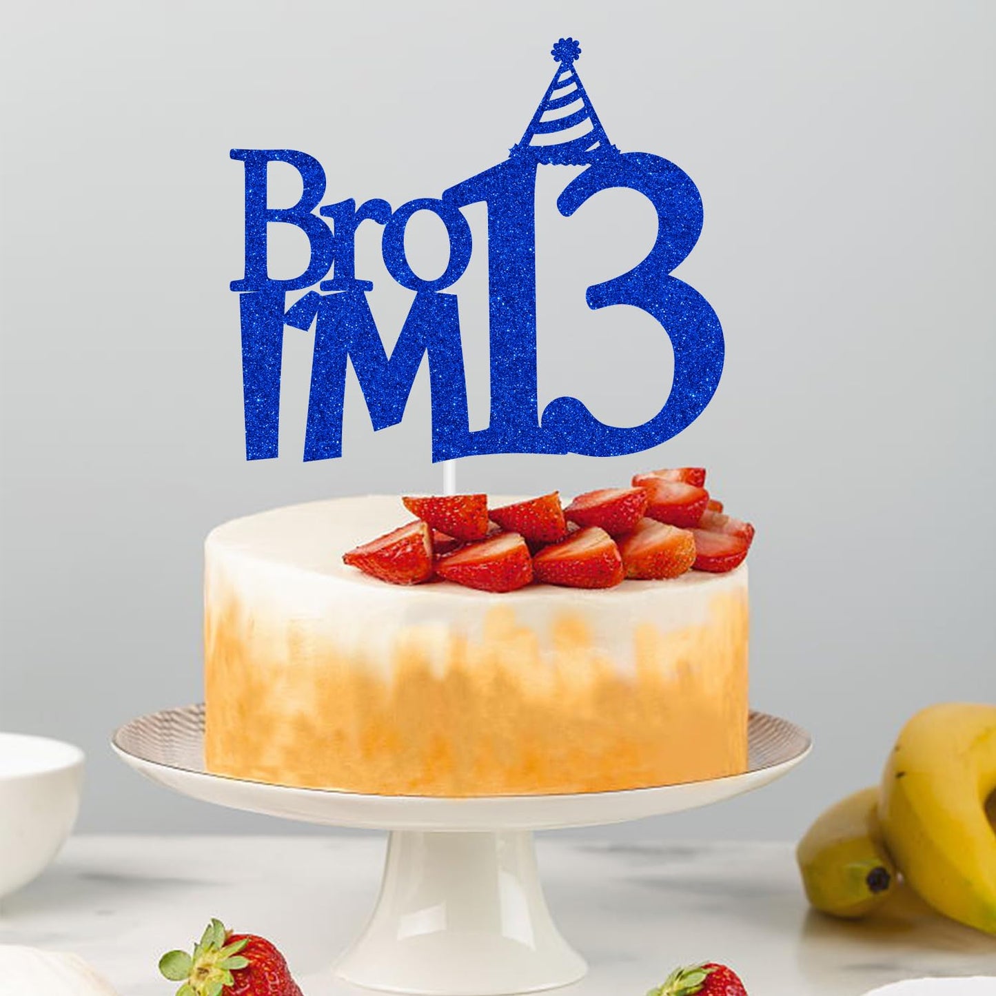 Happy 13Th Birthday Cake Topper, Officially Teenager 13 Cake Decor, Bro I'M 13, Teens Funny 13Th Birthday Party Decorations Blue