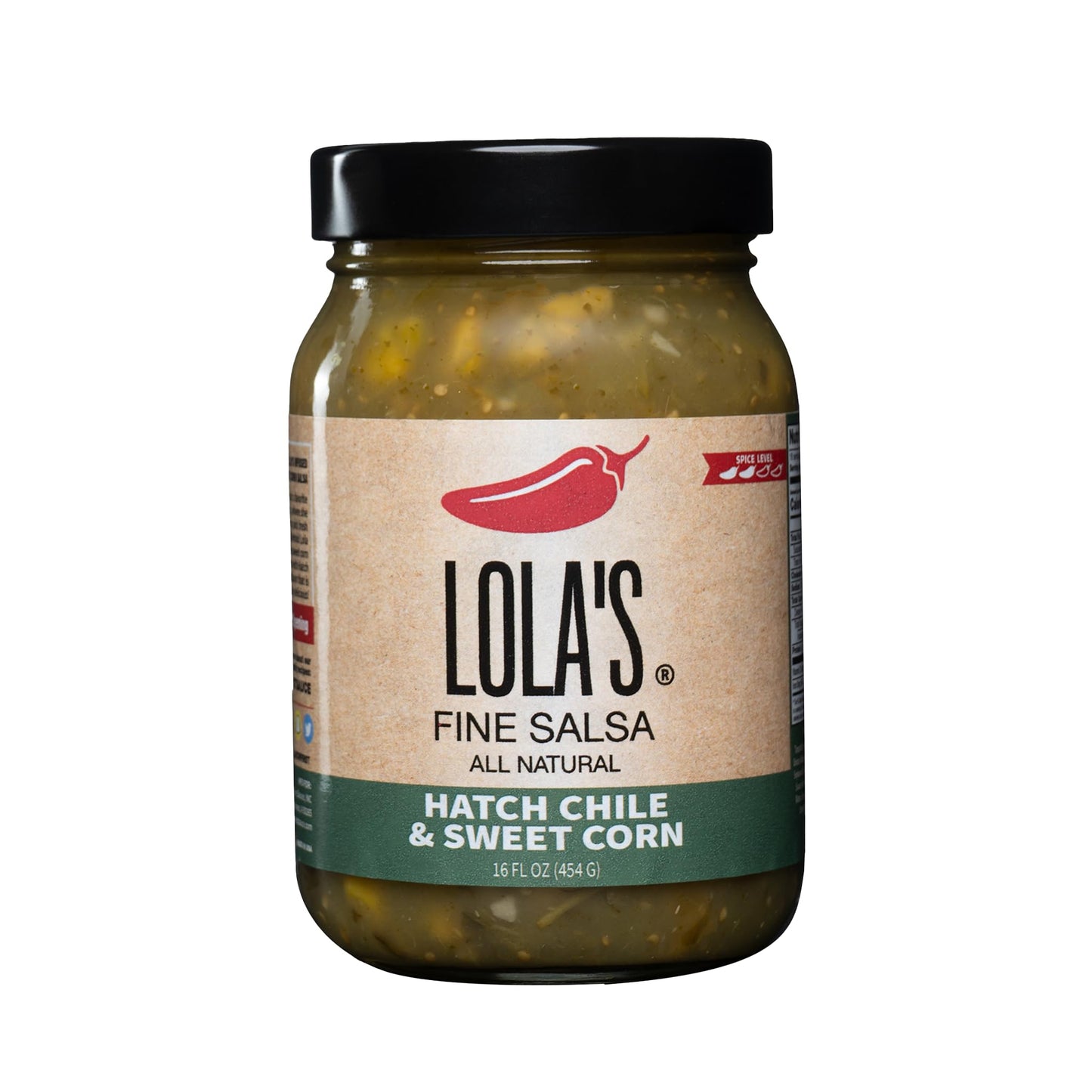 Lolas Fine Hot Sauce Hatch Chile & Sweet Corn Salsa, Mild & Flavorful, 16oz Jar