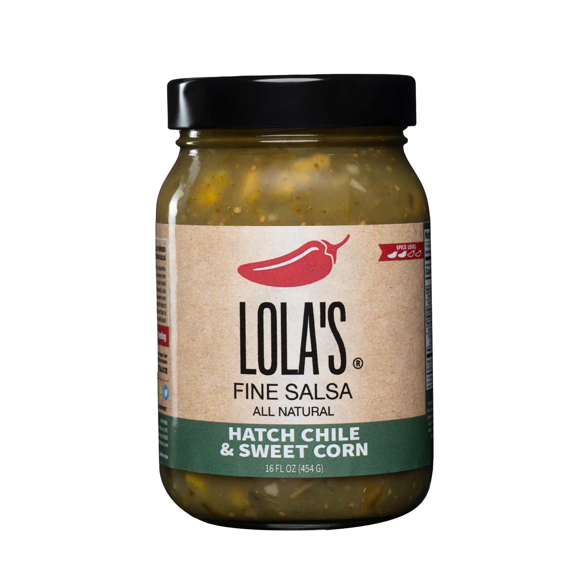 Lolas Fine Hot Sauce Hatch Chile & Sweet Corn Salsa, Mild & Flavorful, 16oz Jar