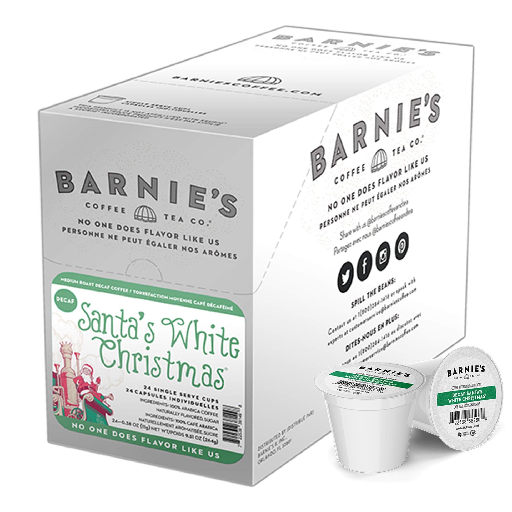 Barnie'S Coffee Decaf Santa'S White Christmas 24 Ct