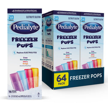 Pedialyte Electrolyte Solution Freezer Pops, Variety Pack, 16 Count (Pack Of 4)