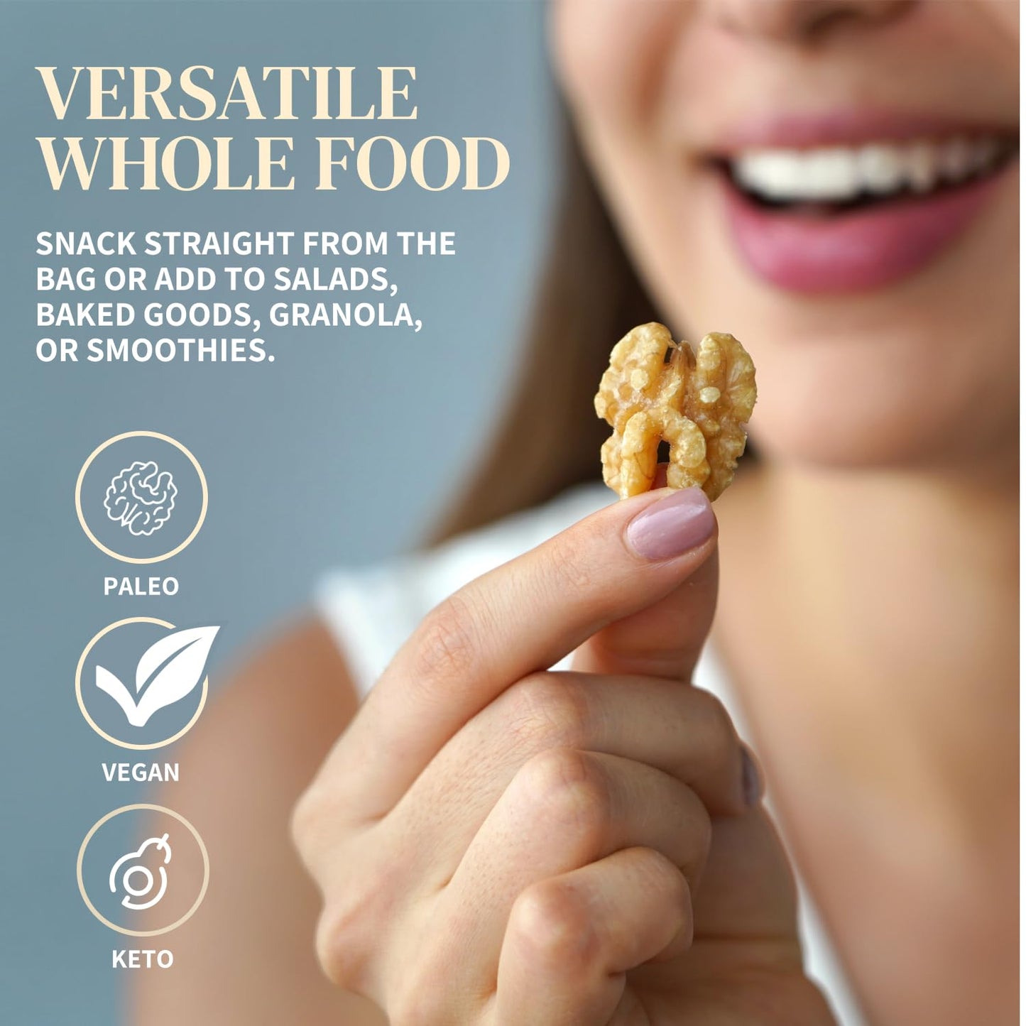 Organic Raw Walnuts Halves & Pieces 1.7lb - Unpasteurized, Regeneratively Grown in California - Whole, Fresh, Unsalted - Plant-B