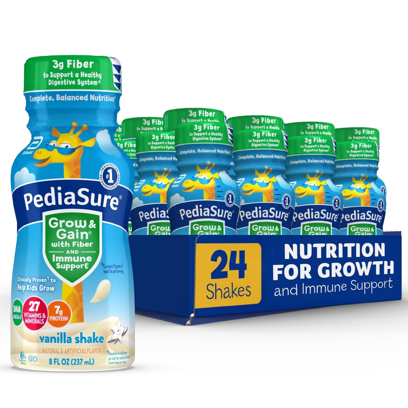 Pediasure Grow & Gain With Fiber And Immune Support, 3G Fiber For Kids To Support Healthy Digestive System, Kids Protein Shake, 