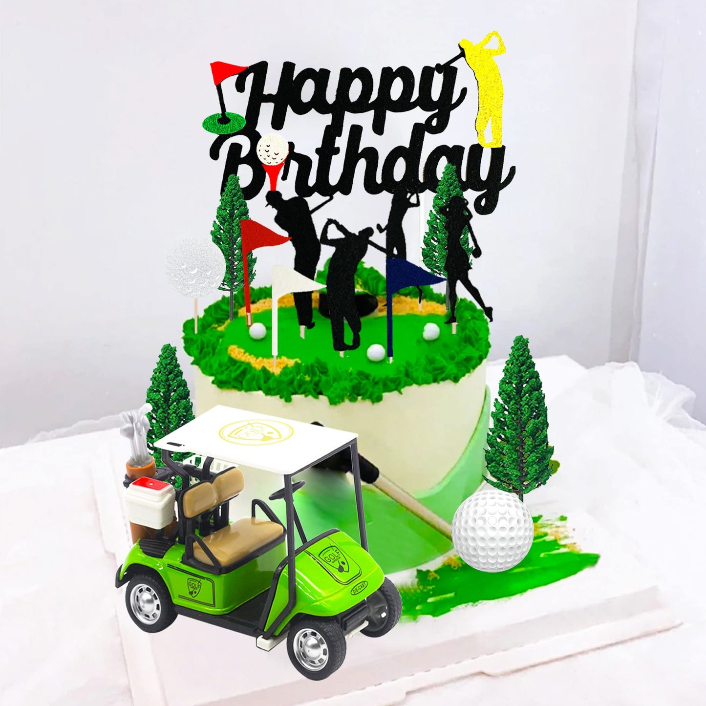 Roaring Good Time Golf Cake Decoration Topper, Felt & Plastic, Golf Themed Party Supplies, Model: Roaring Good Time-5855505054015