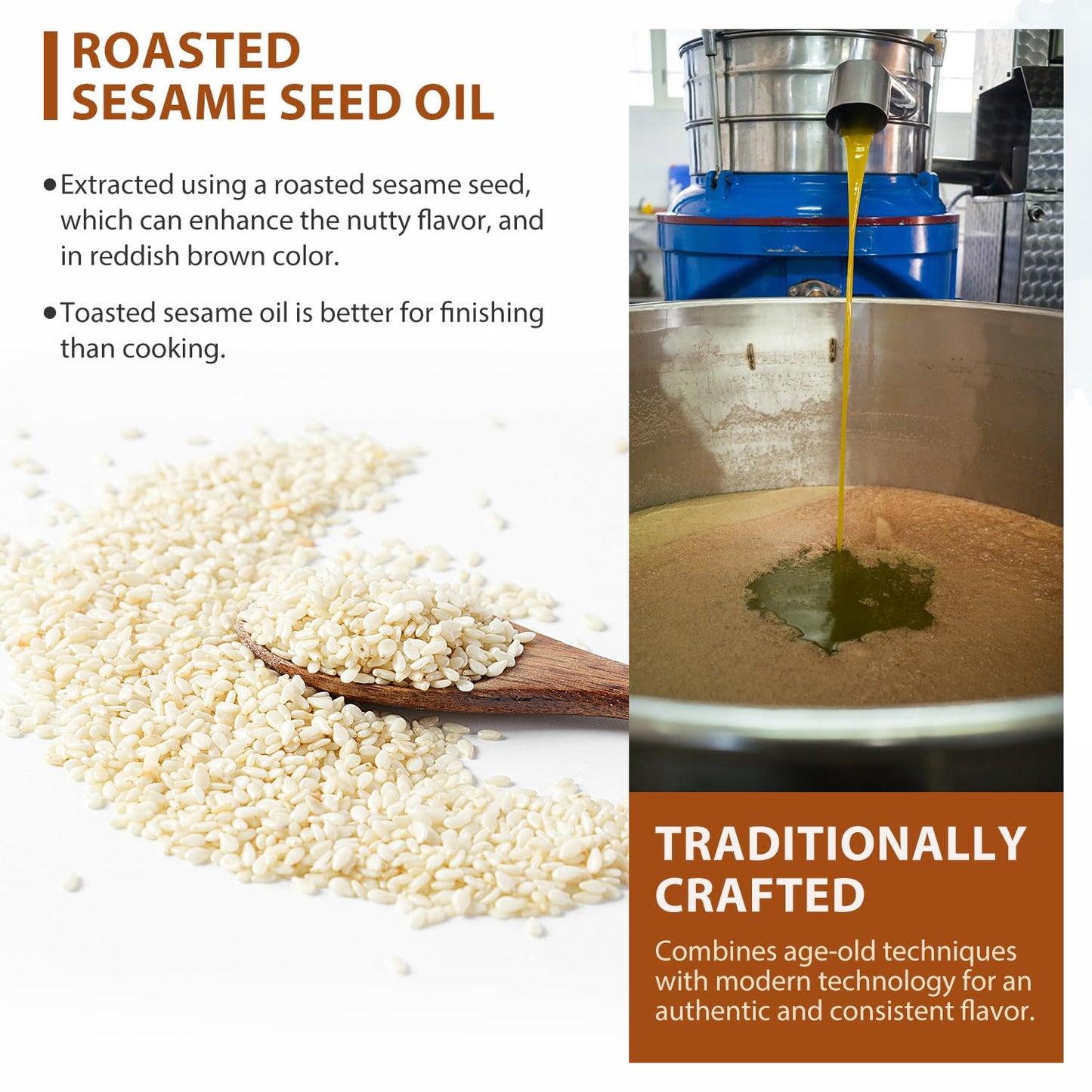 Soeos Sesame Oil, Toasted Sesame Seed Oil, 8.45 Fl Oz (250 ml) Pack of 2, Total 500 ml, Nutty Flavor, Perfect for Asian Food, No