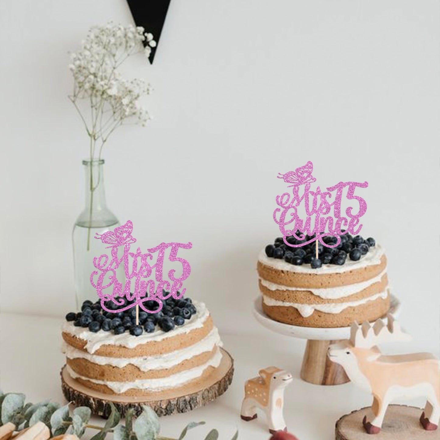 Rsstarxi 1 Pack Mis Quince 15 Cake Topper Glitter Hello 15 Fabulous Fifteen Cake Pick Cheers To 15 Years Cake Decorations For Happy 15Th Birthday Anniversary Party Supplies Purple