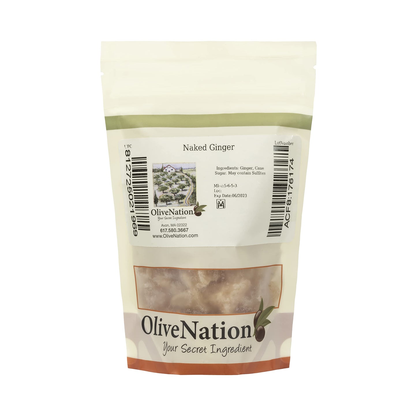Olivenation Diced Uncrystalized Ginger, Naked Candied Ginger Bits For Baking, Cooking, Snacking, Non-Gmo, Gluten Free, Kosher, V