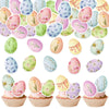 30PCS Edible Easter Eggs Cupcake Toppers Edible Spring Floral Eggs Cupcake Picks Wafer Paper Easter Day Cake Toppers for Happy E