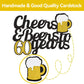 Cheers To 60 Years Cake Topper, Happy 60Th Birthday Cake Topper, 60Th Anniversary Birthday Party Supplies Black And Gold Glitter