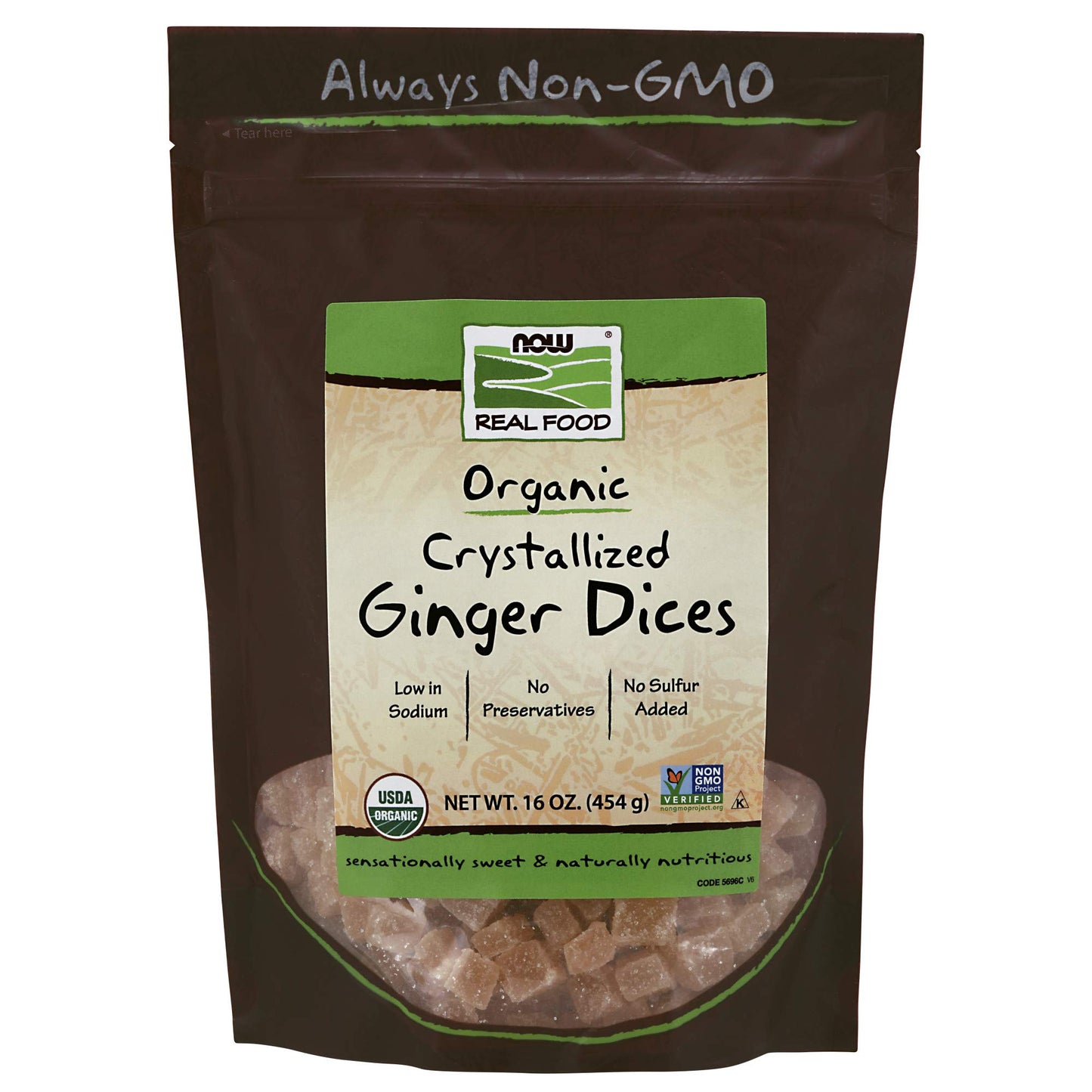 Now Foods, Organic Crystallized Ginger Dices, Low-Sodium, Preservative-Free And Non-Gmo, 16-Ounce (Packaging May Vary) (Pack Of