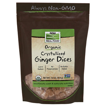 Now Foods, Organic Crystallized Ginger Dices, Low-Sodium, Preservative-Free And Non-Gmo, 16-Ounce (Packaging May Vary) (Pack Of