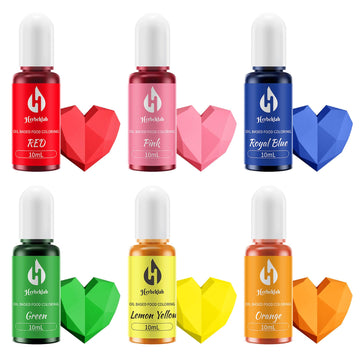 Oil Based Food Coloring For Chocolate Herbeklab 6 Colors X 10 Ml Colorful Concentrated Oil Food Coloring For Candy Melts  Cake Pops  Strawberries - 6 Colorful